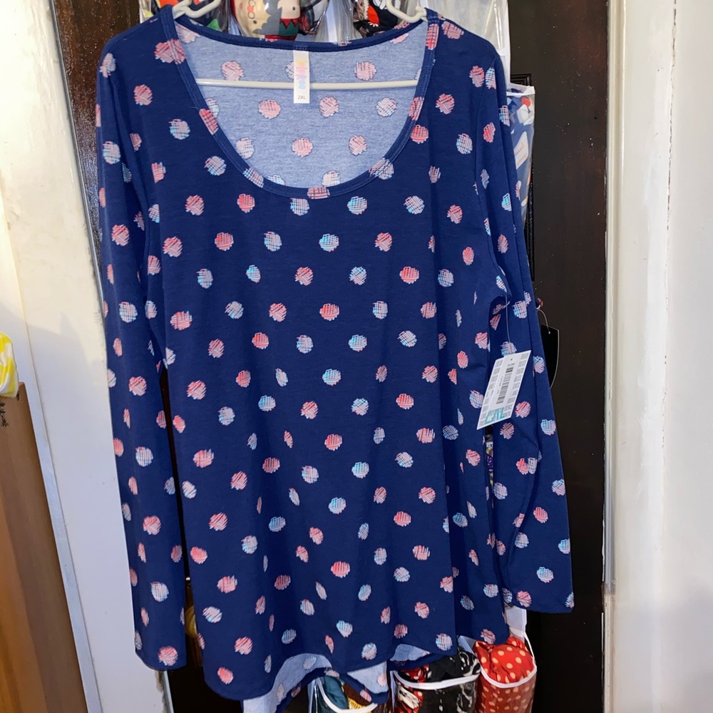 3xl Lularoe Lynnae Blue with pastel dots NWTs